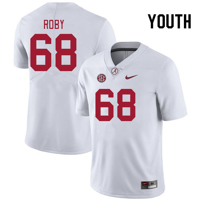 Youth #68 Billy Roby Alabama Crimson Tide College Footabll Jerseys Stitched Sale-White